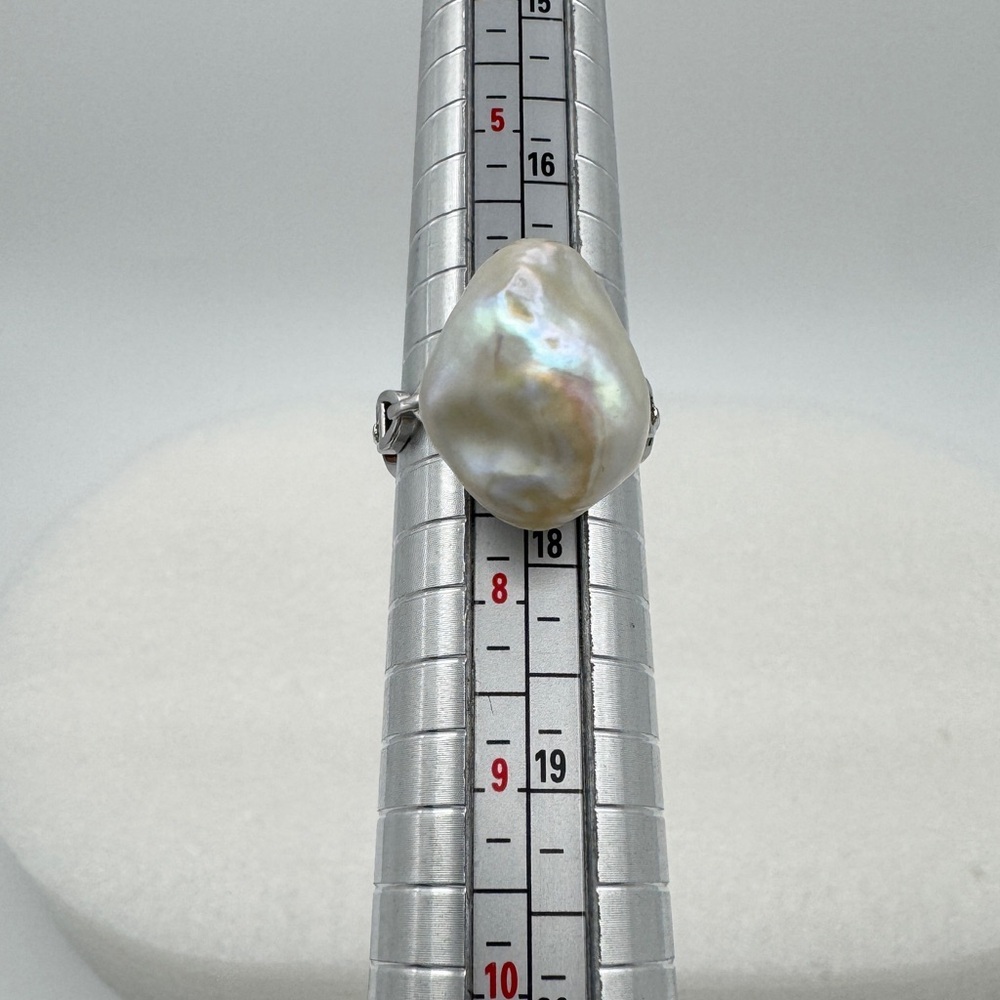 Elegant Stainless Steel Silver Real Fresh Water Pearl Ring